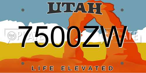 7500ZW Utah License Plate
