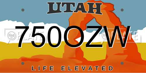 750OZW Utah License Plate