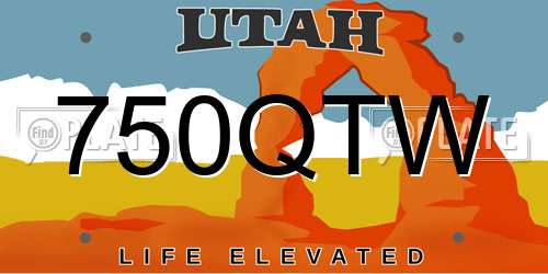 750QTW Utah License Plate