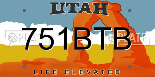 751BTB Utah License Plate