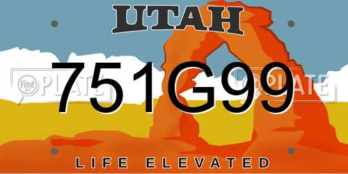 751G99 Utah License Plate