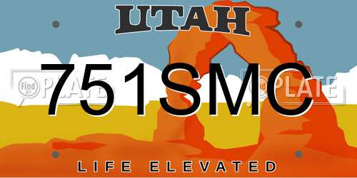 751SMC Utah License Plate