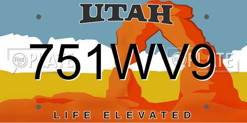 751WV9 Utah License Plate