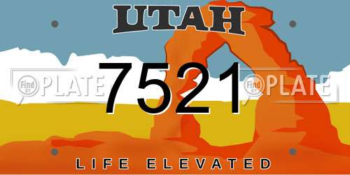 7521 Utah License Plate