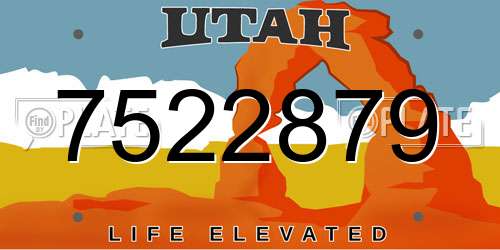 7522879 Utah License Plate