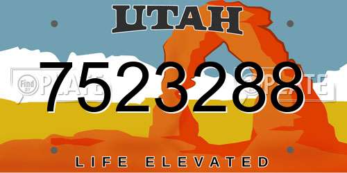 7523288 Utah License Plate
