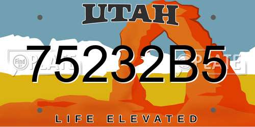 75232B5 Utah License Plate