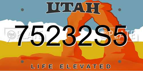 75232S5 Utah License Plate