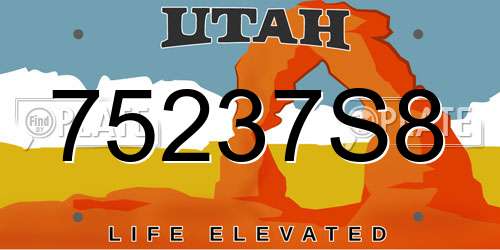 75237S8 Utah License Plate