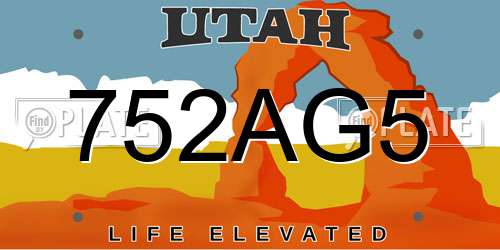 752AG5 Utah License Plate