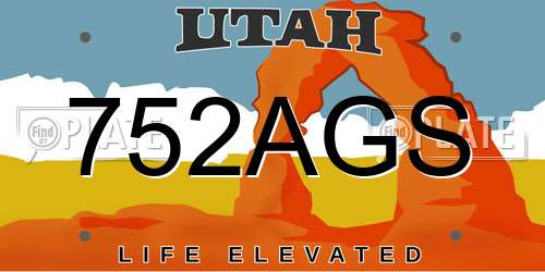 752AGS Utah License Plate
