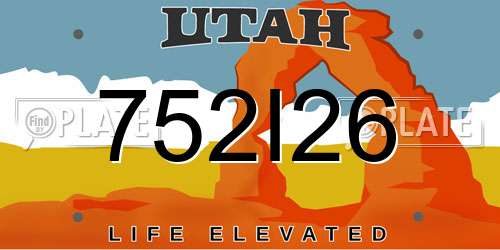 752I26 Utah License Plate