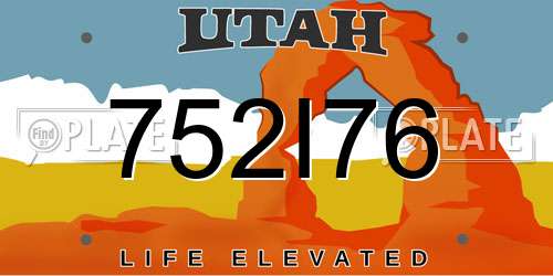 752I76 Utah License Plate