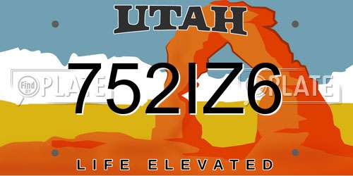 752IZ6 Utah License Plate