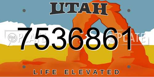 7536861 Utah License Plate