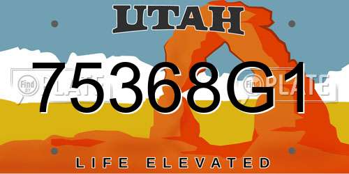75368G1 Utah License Plate