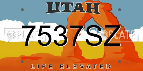 7537SZ Utah License Plate