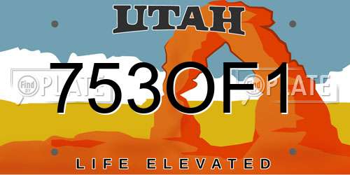 753OF1 Utah License Plate