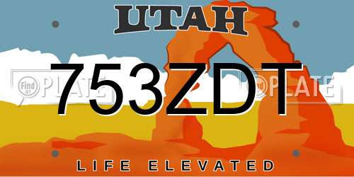 753ZDT Utah License Plate