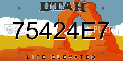 75424E7 Utah License Plate