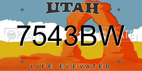 7543BW Utah License Plate