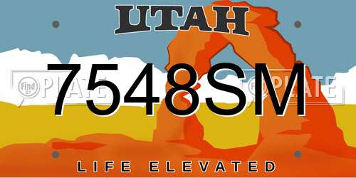 7548SM Utah License Plate