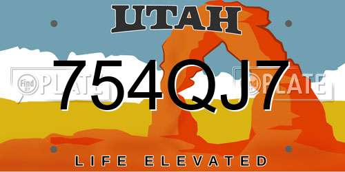754QJ7 Utah License Plate
