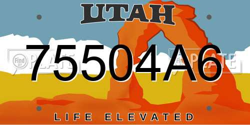 75504A6 Utah License Plate