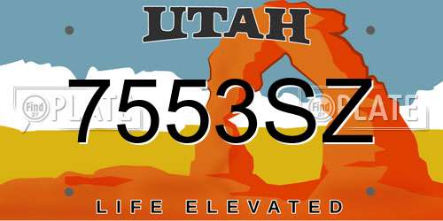 7553SZ Utah License Plate