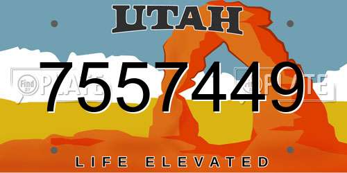 7557449 Utah License Plate