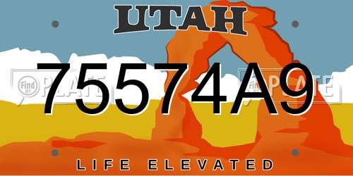 75574A9 Utah License Plate