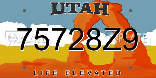 75728Z9 Utah License Plate
