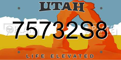 75732S8 Utah License Plate