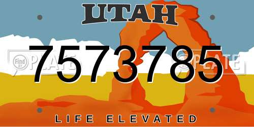 7573785 Utah License Plate