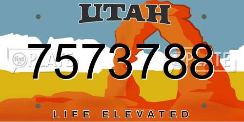 7573788 Utah License Plate