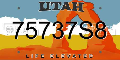 75737S8 Utah License Plate
