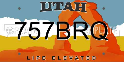 757BRQ Utah License Plate