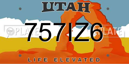 757IZ6 Utah License Plate