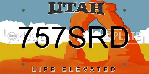 757SRD Utah License Plate