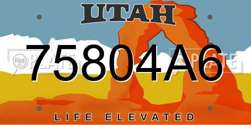 75804A6 Utah License Plate