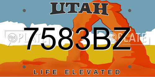 7583BZ Utah License Plate