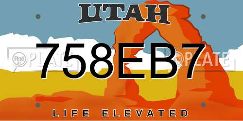 758EB7 Utah License Plate