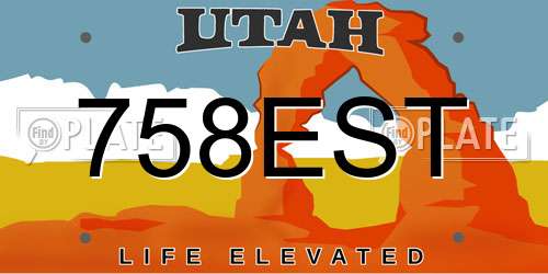 758EST Utah License Plate