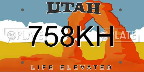 758KH Utah License Plate