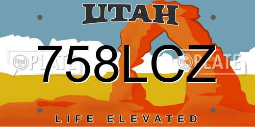 758LCZ Utah License Plate