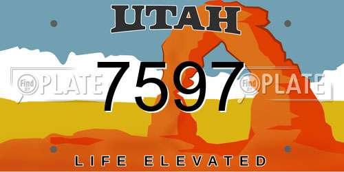 7597 Utah License Plate