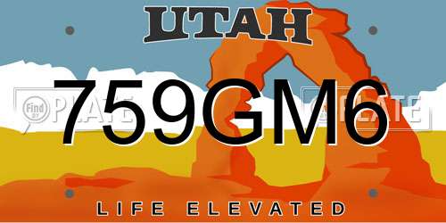 759GM6 Utah License Plate