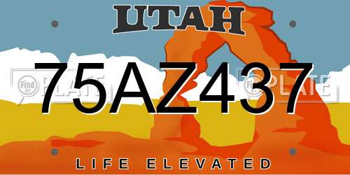 75AZ437 Utah License Plate
