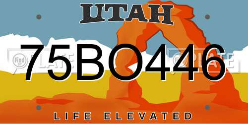75BO446 Utah License Plate