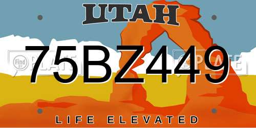 75BZ449 Utah License Plate